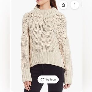 Free People My Only Sunshine Cotton Sweater Linen NWT